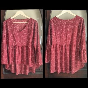 SHEIN XL red polka dot high low top